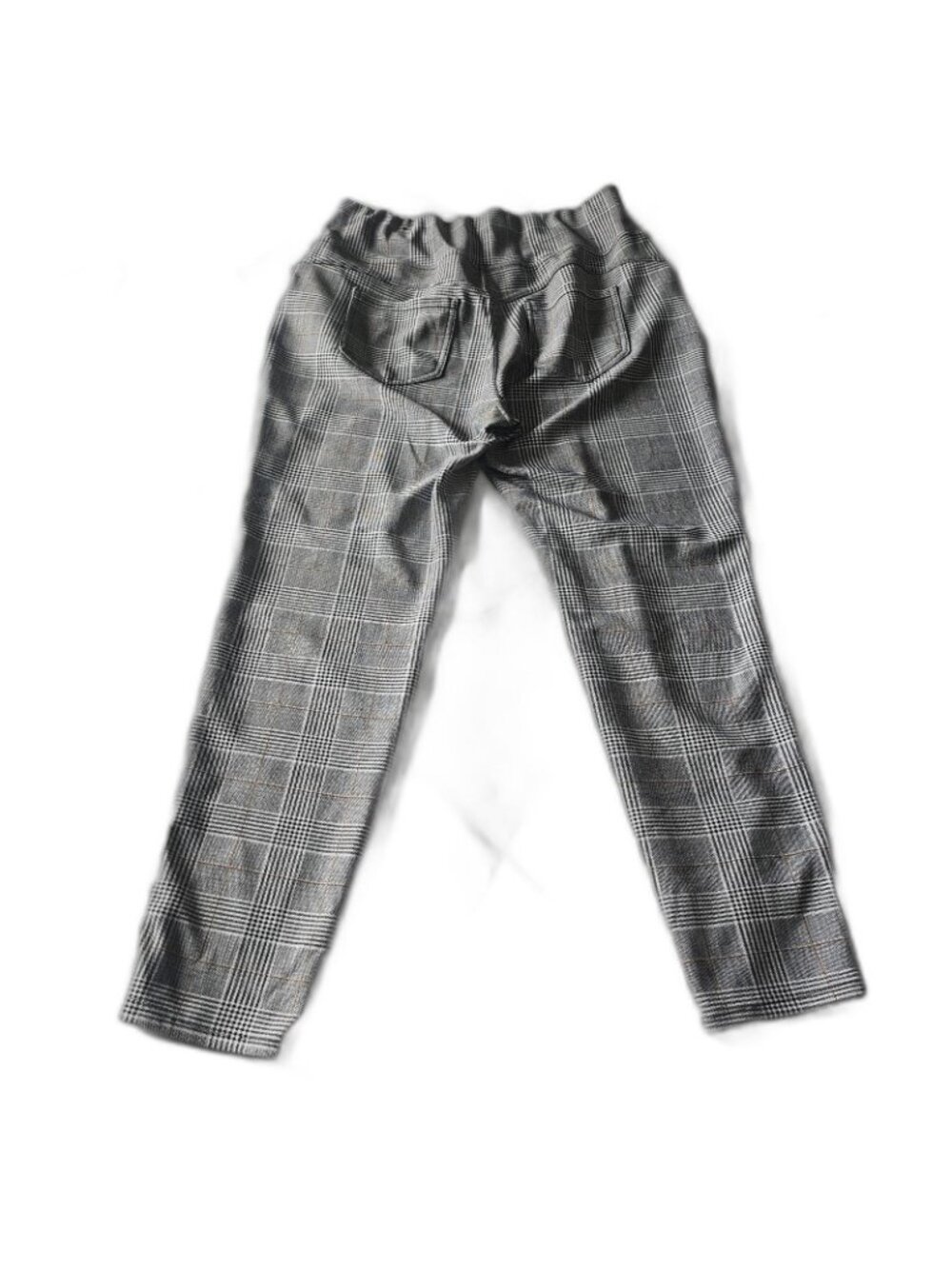 I Believe Slimming Pants Womens Plus Size 1X Gray Plaid Soft Stretch Pull On